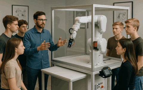 Laboratorio ABB IRB 1300 – Formazione D: box trasportabile, visione 2D, RAPID e RobotStudio