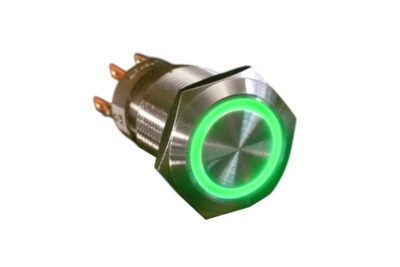 Pulsante illuminato in metallo con anello verde – FIT0115-G