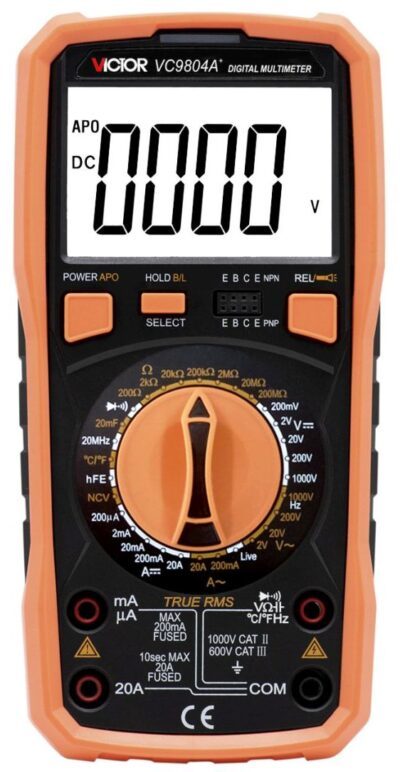 Multimetro digitale 9804A+, 1000V AC/DC, 20A AC/DC, 200MΩ, 20mF, 20 MHz, -20…1000°C