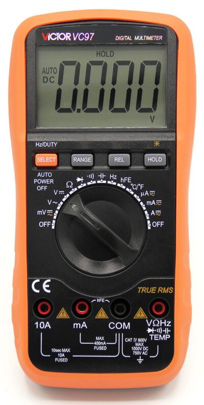 Multimetro digitale, 750 V CA/CC, 10 A CA/CC, 40 MΩ, 100 mF, 30 MHz, -20…1000°C, Gamma automatica