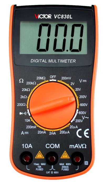 Multimetro digitale, 600 V CA/CC, 10 A CC, 20 MΩ