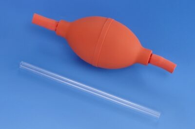 Bulbo in gomma, con tubo in vetro