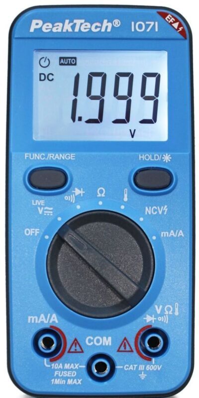 Multimetro digitale per studenti, 600 V CA/CC, 2000 mA CA/CC, 20 MΩ, -200…1200°C
