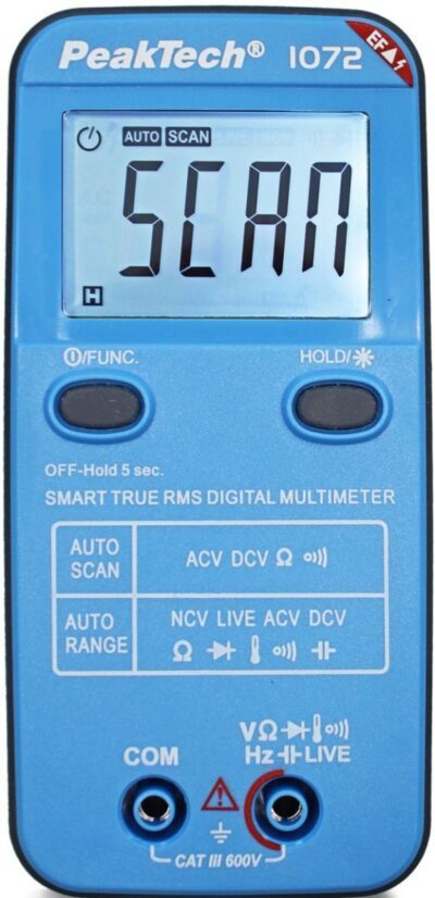 Multimetro digitale intelligente, 600 V CA/CC, 40 MΩ, 4 kHz, 1 mF, -200…1200°C