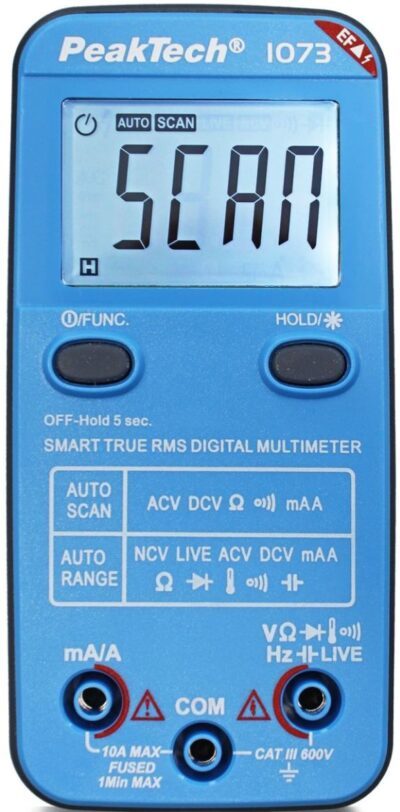 Multimetro digitale, 600 V CA/CC, 4000 mA CA/CC, 40 MΩ, 4 kHz, 1 mF, -200…1200°C