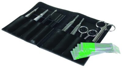 Set da dissezione, 9 pezzi con custodia in pelle