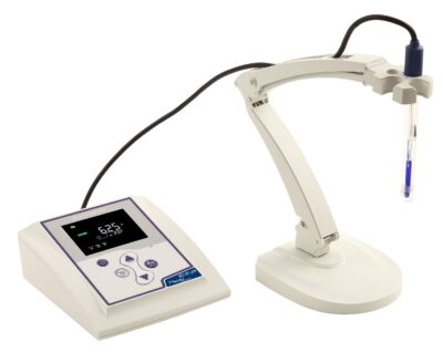 pH-Tester, Kit con elettrodo pH201T, soluzioni tampone, portaelettrodo