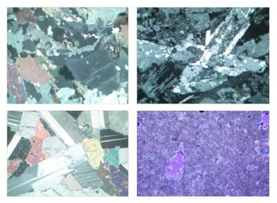 Rocce e minerali, macinati sottili, set base n. I, 10 preparati microscopici misura 30×45 mm, senza scatola