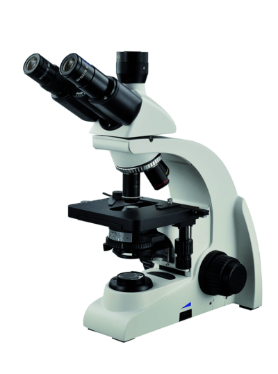 PHYWE Microscopio trinoculare MIC-231, 1000x, con tavolino meccanico, ottica infinita