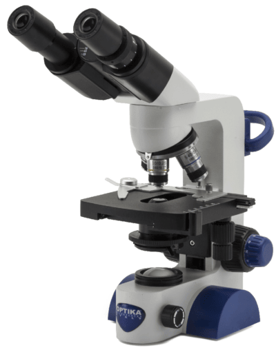 OPTIKA Microscopio binoculare per studenti B-66, 400x, tavolino meccanico