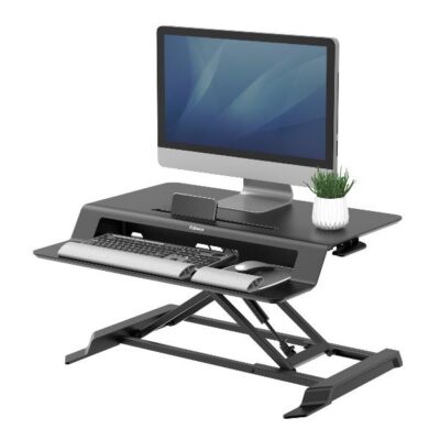 8215001 Workstation Sit-Stand Fellowes Lotus™ LT, Convertitore Ergonomico per Scrivania, Regolazione a Gas, Pronta all’Uso