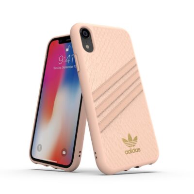 ADIDAS ORIGINALS – Cover SAMBA WOMEN in TPU+Policarbonato con bordi rialzati di colore rosa con strisce rosa compatibile con Apple iPhone Xs Max