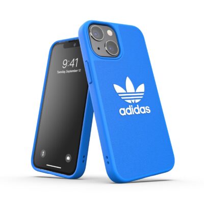 ADIDAS ORIGINALS – Cover in TPU flessibile con bordi rialzati colore azzurro compatibile con Apple iPhone 13 Mini