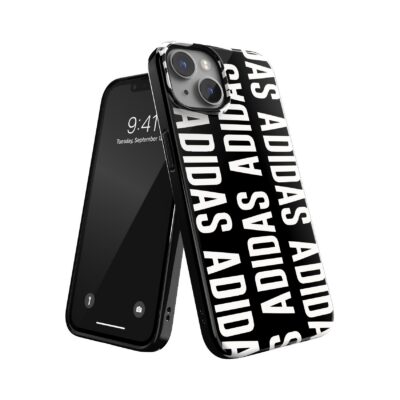 ADIDAS SPORT – Cover Graphics colore nero con scritta ADIDAS bianca TPU morbido con bordi rialzati compatibile con Apple iPhone 14