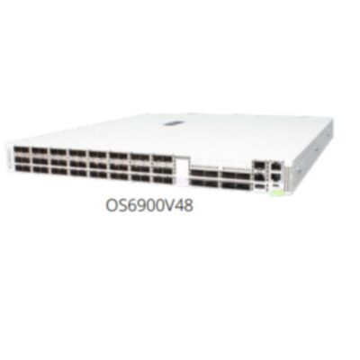 OS6900-V48C8: 1RU chassis with 48 25G SFP28 ports and 8 100G QSFP28 ports. SFP28 ports operate as 1/10/25GE.