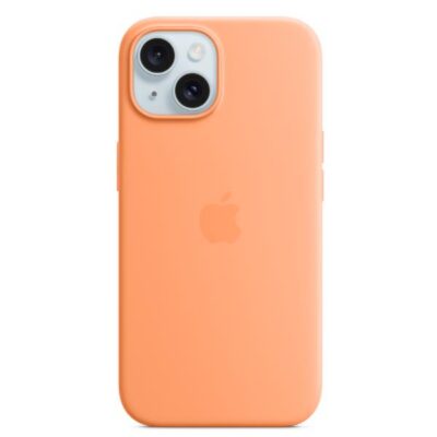 Custodia MagSafe in silicone per iPhone 15 Plus – Aranciata