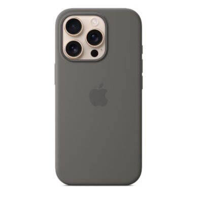 Custodia MagSafe in silicone per iPhone 16 Pro – Grigio pietra