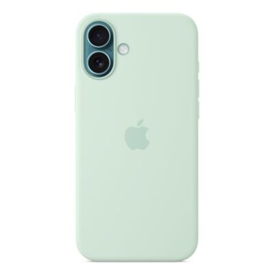 Custodia MagSafe in silicone per iPhone 16 Plus – Acquamarina