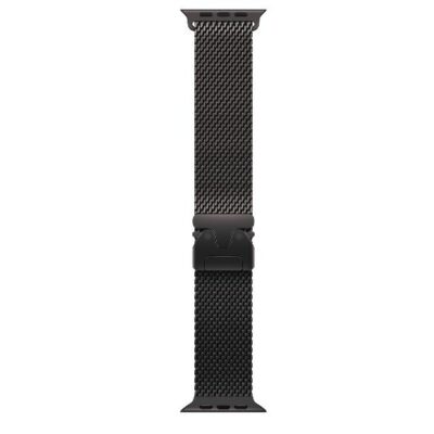 Loop in maglia milanese in titanio nero (49 mm) – Medium