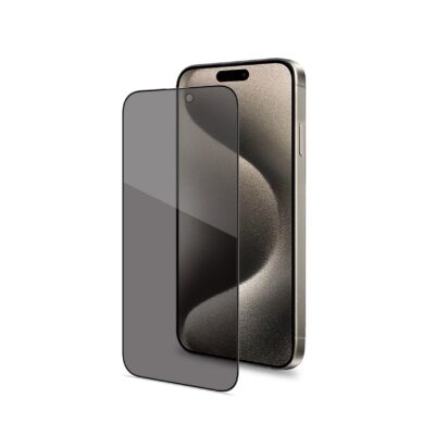 PRIVACY FULL GLASS – Vetro 9H con effetto Privacy e bordo colorato nero compatibile con Apple iPhone 16 Pro [IPHONE 16 CASES]