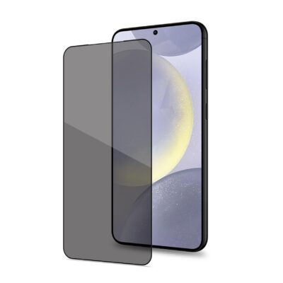 PRIVACY FULL GLASS – Vetro 9H con effetto Privacy e bordo colorato nero compatibile con Samsung Galaxy S25+ 5G