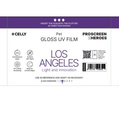 PROFILMPRO GLOSSY UV – Pellicola trasparente lucida UV da 10 pezzi con auto riparazione compatibile con il plotter ProScreenPro – LOS ANGELES (PROSCREEN ZHEROES)