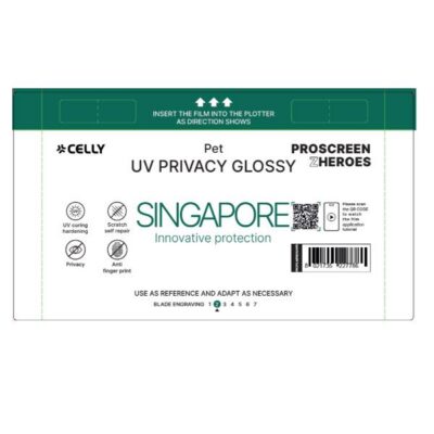 PROFILMPRO GLOSSY UV – Pellicola UV da 5 pezzi con finitura lucida e funzione Privacy compatibile con il plotter ProScreenPro – SINGAPORE (PROSCREEN ZHEROES)