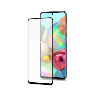 FULLGLASS – Vetro 9H con bordo colorato nero compatibile con Samsung Galaxy A71