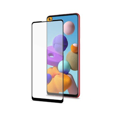 FULLGLASS – Vetro 9H con bordo colorato nero compatibile con Samsung Galaxy A21s