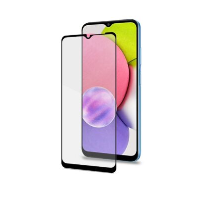 FULLGLASS – Vetro 9H con bordo colorato nero compatibile con Samsung Galaxy A03s/ Galaxy A03/ Galaxy A04s