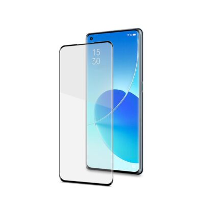 3DGLASS – Vetro 9H con bordo colorato nero per schermo curvo compatibile con Oppo Reno 6 Pro 5G/ Find X3 Neo 5G/ Reno 5 Pro+ 5G