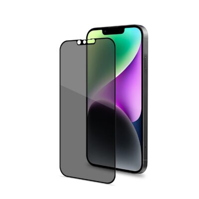 PRIVACY FULL GLASS – Vetro 9H con effetto Privacy e bordo colorato nero compatibile con Apple iPhone 14/ iPhone 13 Pro/ iPhone 13/ iPhone 16e/ iPhone 17e