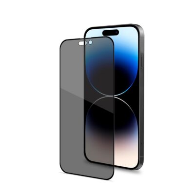 PRIVACY FULL GLASS – Vetro 9H con effetto Privacy e bordo colorato nero compatibile con Apple iPhone 14 Pro