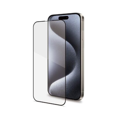 FULLGLASS – Vetro 9H con bordo colorato nero compatibile con Apple iPhone 15 Pro