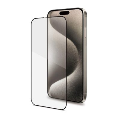 FULLGLASS – Vetro 9H con bordo colorato nero compatibile con Apple iPhone 15 Pro Max