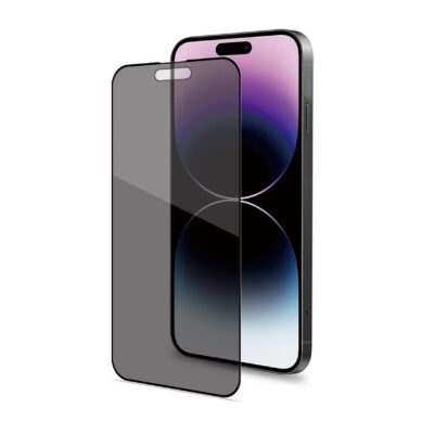 PRIVACY FULL GLASS – Vetro 9H con effetto Privacy e bordo colorato nero compatibile con Apple iPhone 15 Pro Max