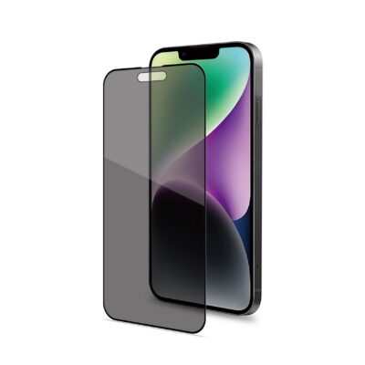 PRIVACY FULL GLASS – Vetro 9H con effetto Privacy e bordo colorato nero compatibile con Apple iPhone 15
