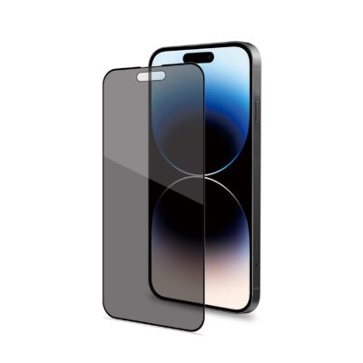 PRIVACY FULL GLASS – Vetro 9H con effetto Privacy e bordo colorato nero compatibile con Apple iPhone 15 Pro