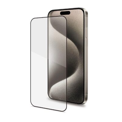 FULLGLASS – Vetro 9H con bordo colorato nero compatibile con Apple iPhone 16 Pro Max [IPHONE 16 CASES]