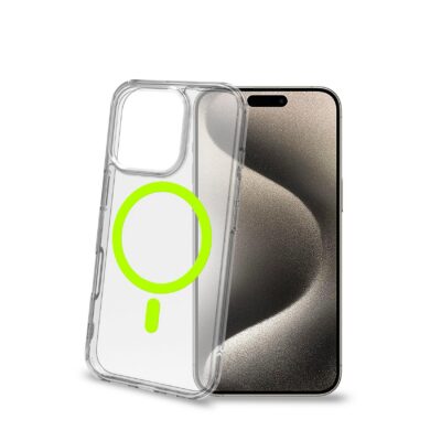 GELSKINMAG – Cover morbida trasparente in TPU, compatibile con la tecnologia Magsafe, anello magnetico color Giallo per Apple iPhone 16 Pro [IPHONE 16 CASES]