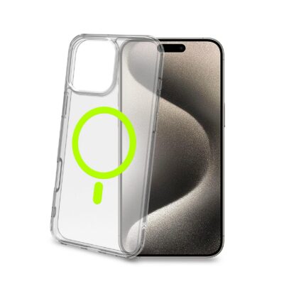 GELSKINMAG – Cover morbida trasparente in TPU, compatibile con la tecnologia Magsafe, anello magnetico color Giallo per Apple iPhone 16 Pro Max [IPHONE 16 CASES]