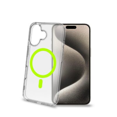 GELSKINMAG – Cover morbida trasparente in TPU, compatibile con la tecnologia Magsafe, anello magnetico color Giallo per Apple iPhone 16 [IPHONE 16 CASES]