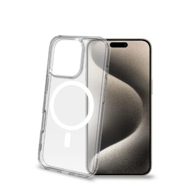 GELSKINMAG – Cover morbida trasparente in TPU, compatibile con la tecnologia Magsafe, anello magnetico color Bianco per Apple iPhone 16 Pro [IPHONE 16 CASES]
