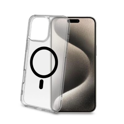 GELSKINMAG – Cover morbida trasparente in TPU, compatibile con la tecnologia Magsafe, anello magnetico color Nero per Apple iPhone 16 Pro Max [IPHONE 16 CASES]