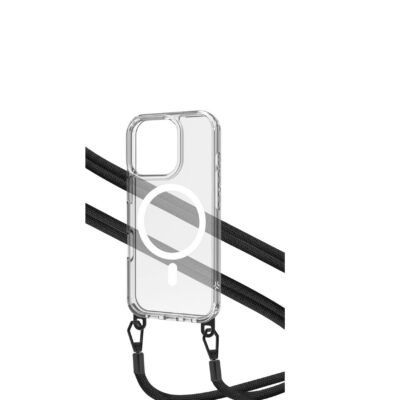 Cover trasparente compatibile con la tecnologia Magsafe, laccio da collo incluso con ganci in metallo removibili compatibile con Apple iPhone 16 Pro