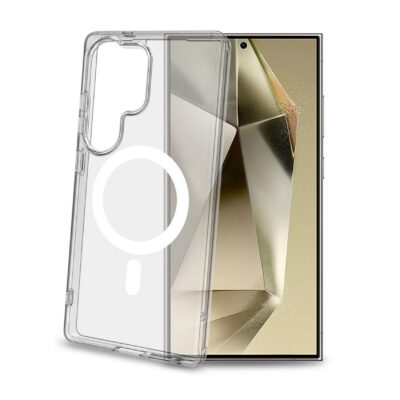 GELSKINMAG – Cover morbida trasparente in TPU, compatibile con la tecnologia Magsafe, anello magnetico Bianco x Samsung Galaxy S25 Ultra 5G/ Galaxy S25 Ultra 5G Enterprise Edition