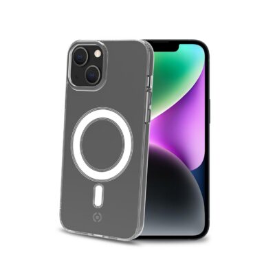 GELSKINMAG – Cover morbida trasparente in TPU, compatibile con la tecnologia Magsafe, anello magnetico color Bianco per Apple iPhone 14