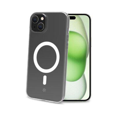 GELSKINMAG – Cover morbida trasparente in TPU, compatibile con la tecnologia Magsafe, anello magnetico color Bianco per Apple iPhone 15 Plus [IPHONE 15 CASES]