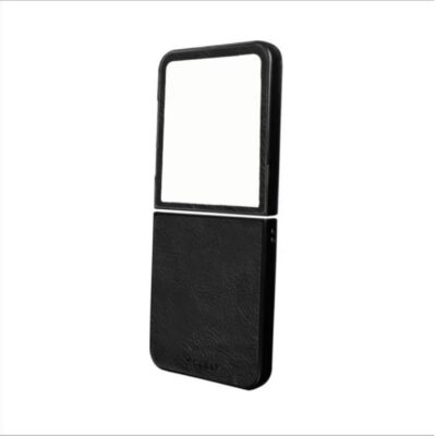 FOLDING – Cover in TPU composta da scocca anteriore e posteriore, effetto pelle sintetica colore nero compatibile Samsung Galaxy Z Flip 7/ Z Flip 7 Enterprise Edition