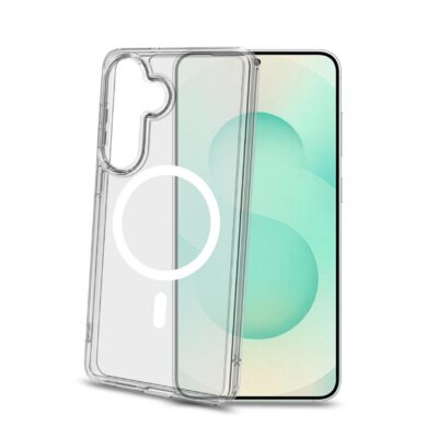 GELSKINMAG – Cover morbida trasparente in TPU, compatibile con la tecnologia Magsafe, anello magnetico color Bianco per Samsung Galaxy S26+ 5G